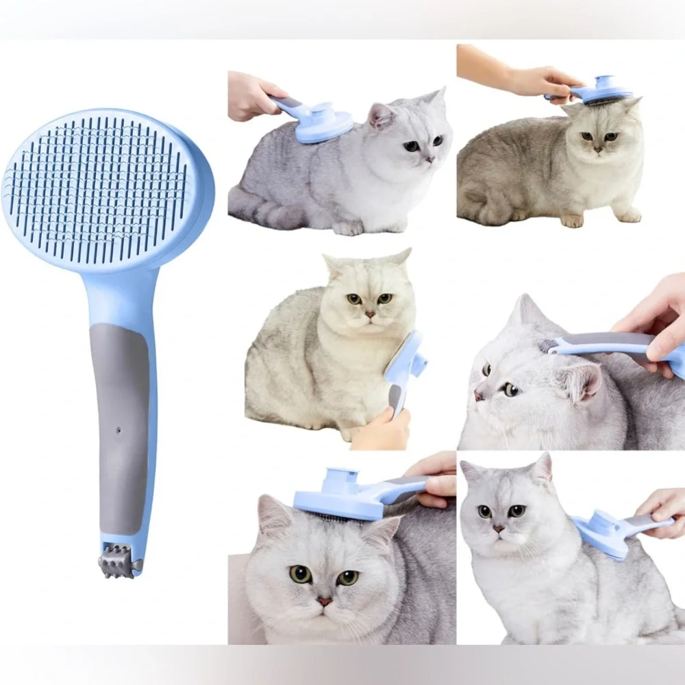 Furfox Cat/ Dog Blue Brush for Shedding, Grooming, Massage, Bathing, Brush NIP